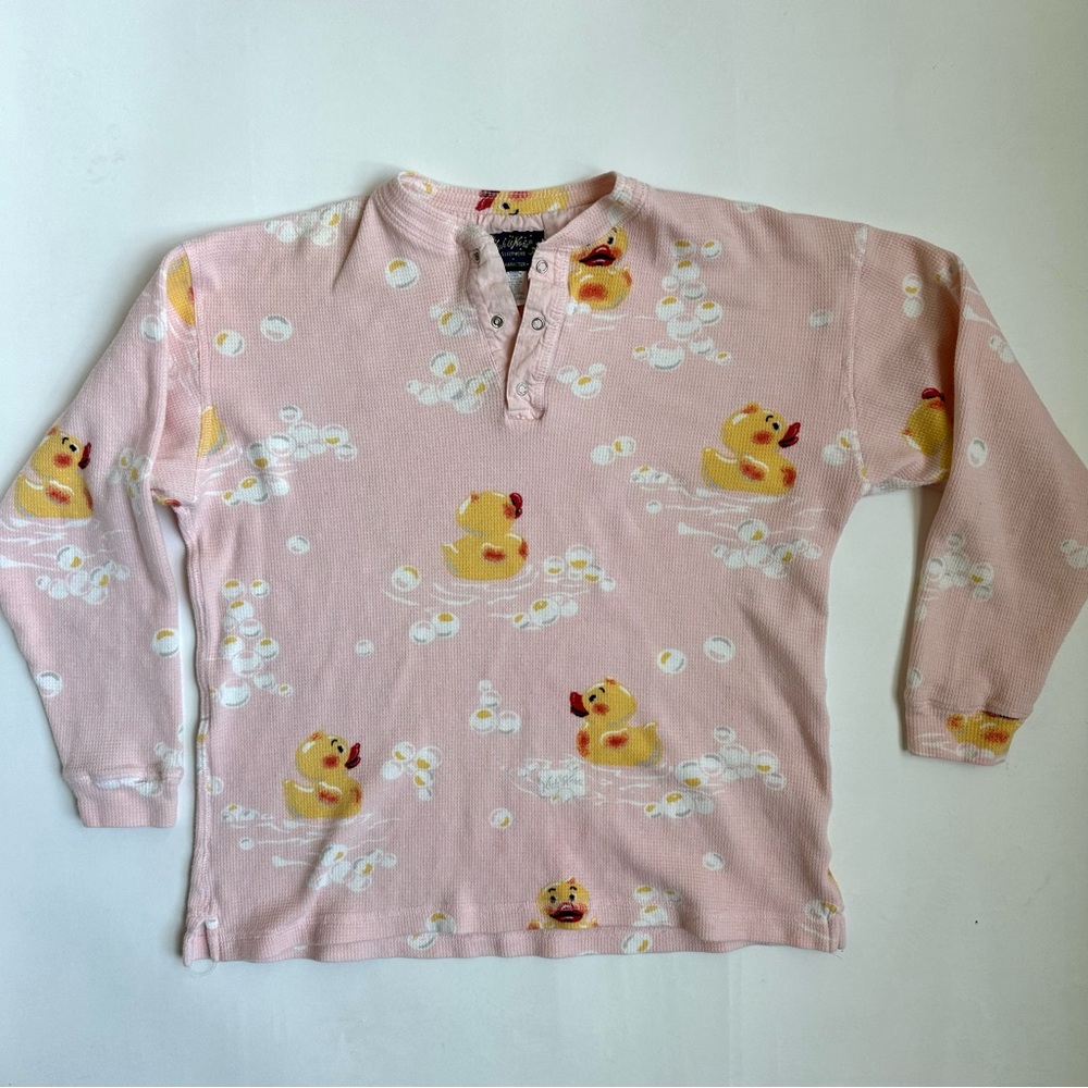 Nick & Nora Shady Character Thermal Knit Rubber Duckie Pajama Top S